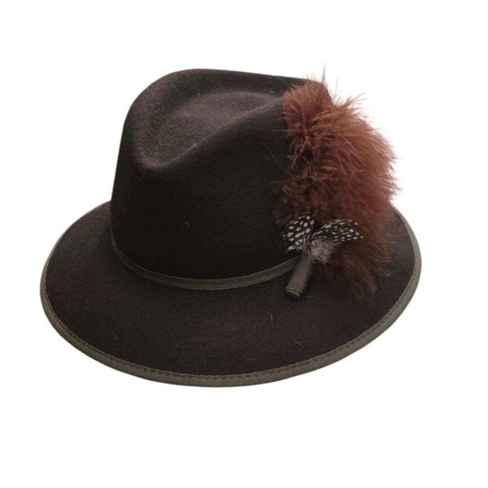 Vintage Betmar Felt Fedora Hat Womens Brown Feather Accent Wool Neiman Marcus - Picture 6 of 9